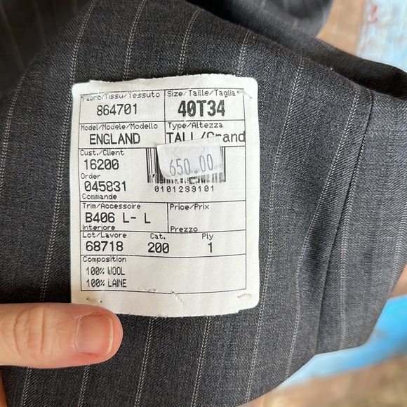 S. Cohen Gray Striped Wool Suit Jacket - Picture 3 of 7